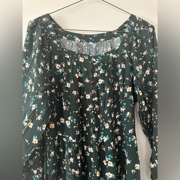 Old Navy Dark Green Floral Long Dress - Picture 2 of 4